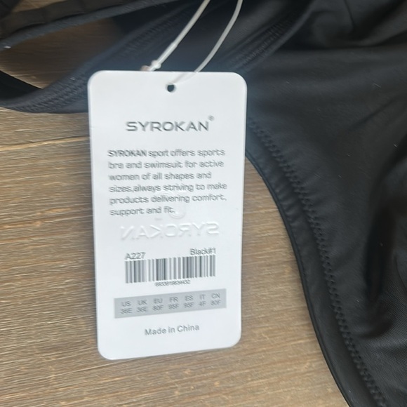 SYROKAN Black Underwire Sports Bra Adjustable Strap Size 36E - Picture 12 of 12